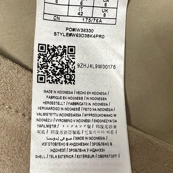 Guess Tan A-line Mini Skirt. Faux Tan Sueadewith Faux Black leather accent - Picture 7 of 9